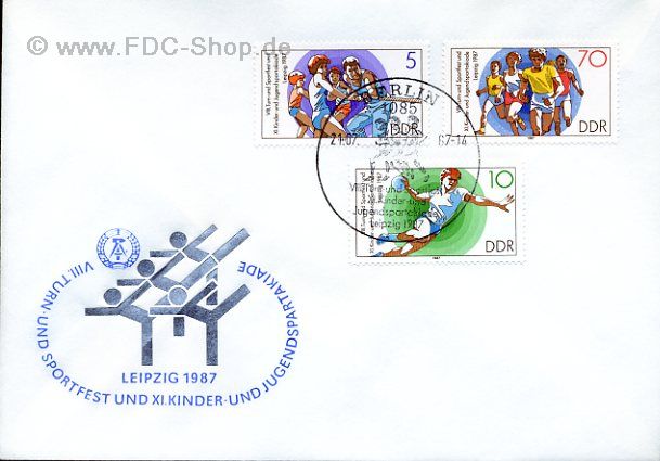Ersttagsbrief DDR Mi-Nr: 3111+3112+3116, Turn- und Sportfest; Kinder- und Jugendspartakiade, Leipzig