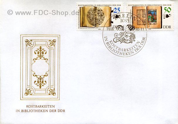 Ersttagsbrief DDR Mi-Nr: 3341-3342, Kostbarkeiten in Bibliotheken der DDR