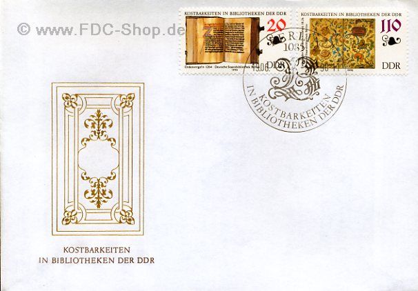 Ersttagsbrief DDR Mi-Nr: 3340+3343, Kostbarkeiten in Bibliotheken der DDR