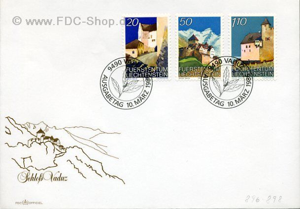 Ersttagsbrief Liechtenstein Mi-Nr: 896-898, Schloss Vaduz