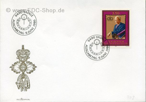 Ersttagsbrief Liechtenstein Mi-Nr: 903, 80. Geburtstag von Fürst Franz Josef II.