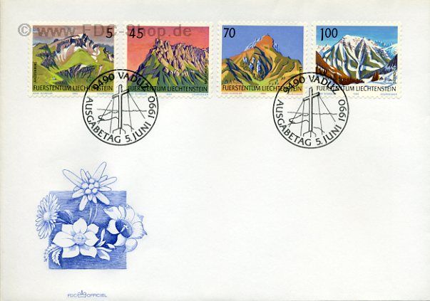 Ersttagsbrief Liechtenstein Mi-Nr: 993-996, Berge