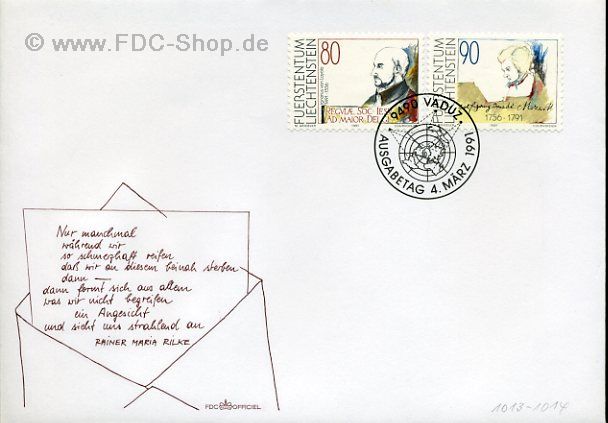 Ersttagsbrief Liechtenstein Mi-Nr: 1013-1014, Gedenkmarken