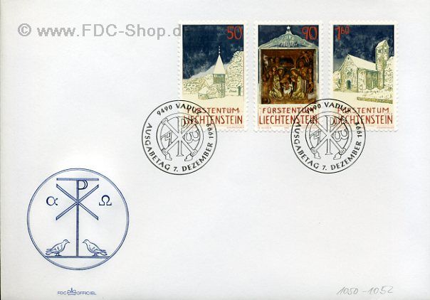 Ersttagsbrief Liechtenstein Mi-Nr: 1050-1052, Weihnachten 1992