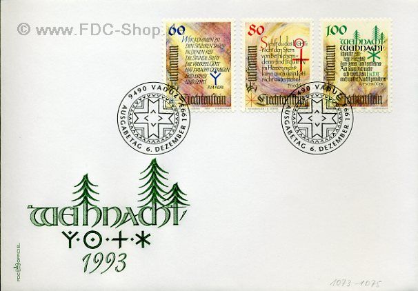 Ersttagsbrief Liechtenstein Mi-Nr: 1073-1075, Weihnachten 1993