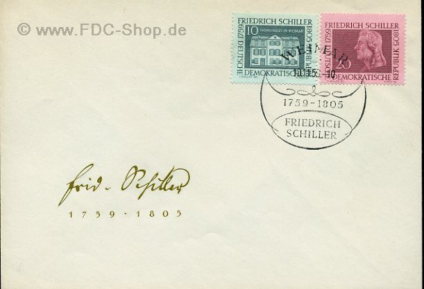 Ersttagsbrief DDR Mi-Nr: 733-734, Geburtstag von Friedrich Schiller