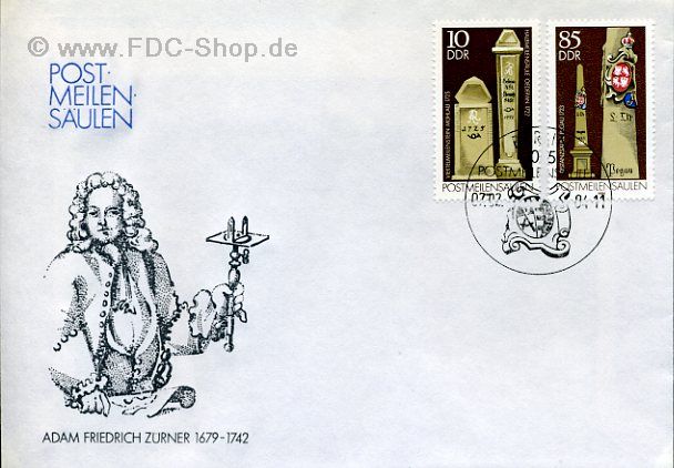 Ersttagsbrief DDR Mi-Nr: 2853+2856, Postmeilensäulen