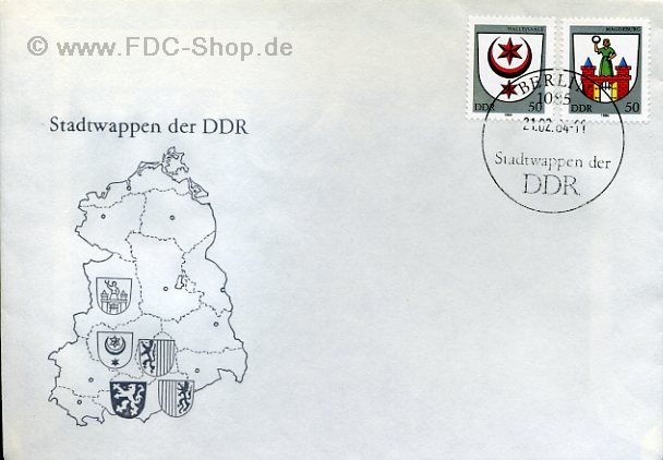 Ersttagsbrief DDR Mi-Nr: 2858+2861, Stadtwappen