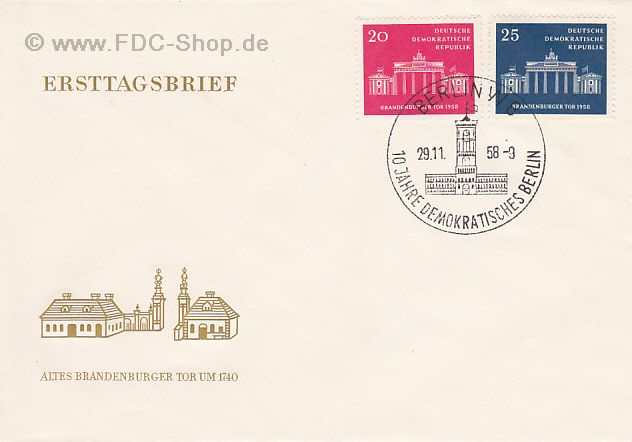 Ersttagsbrief DDR Mi-Nr: 665-666, 10 Jahre Magistrag von Groß-Berlin, Wiederherstellung des Brandenburger Tores