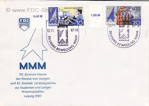 Ersttagsbrief DDR Mi-Nr: 3132-3133, 30 Jahre Messe der Meister von Morgen (MMM)