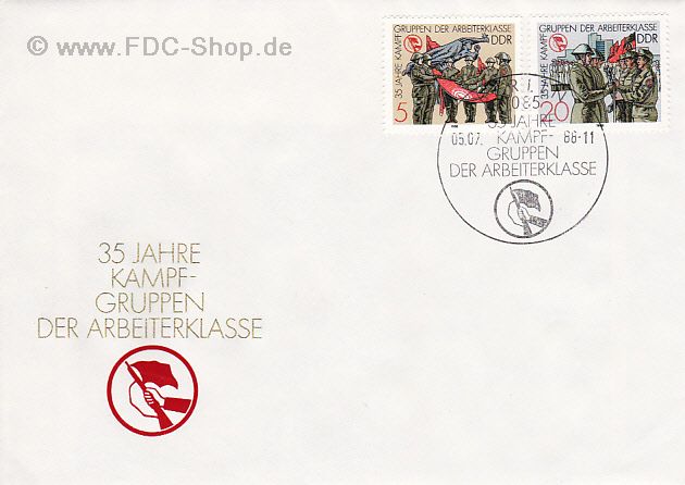 Ersttagsbrief DDR Mi-Nr: 3177+3180, 35 Jahre Kampfgruppen