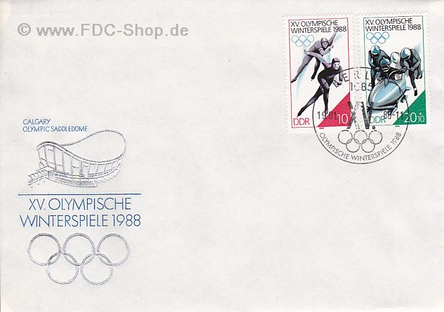 Ersttagsbrief DDR Mi-Nr: 3141-3142, Olympische Winterspiele, Calgary