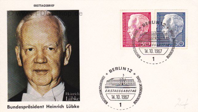 Ersttagsbrief BERLIN Mi-Nr: 314-315, Heinrich Lübke