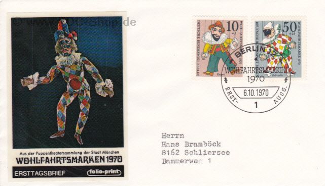 Ersttagsbrief BERLIN Mi-Nr: 373+376, Marionetten