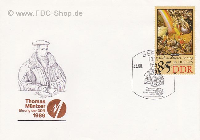 Ersttagsbrief DDR Mi-Nr: 3273, 500. Geburtstag von Thomas Müntzer