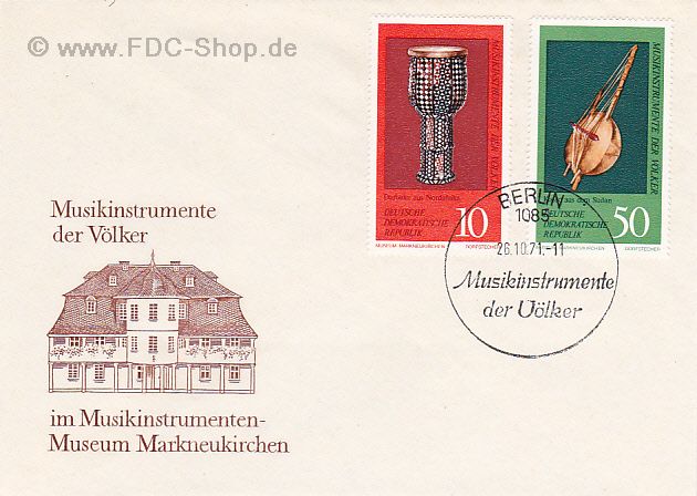 Ersttagsbrief DDR Mi-Nr: 1708+1713, Musikinstrumenten-Museum, Markneukirchen