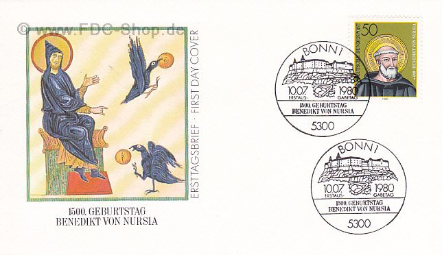 Ersttagsbrief BUND Mi-Nr: 1055, 1500. Geburtstag des Hl.Benedikt von Nursia