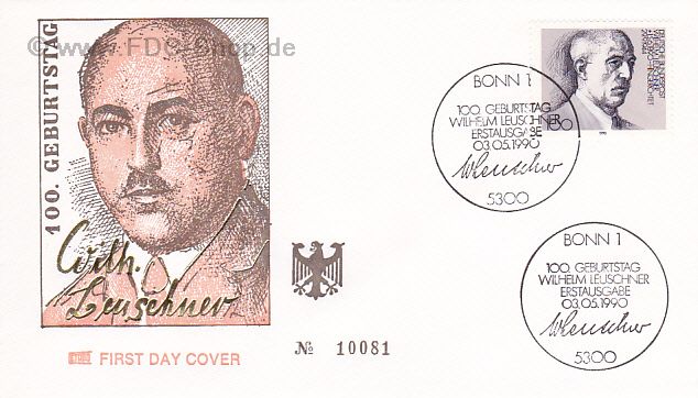 Ersttagsbrief BUND Mi-Nr: 1466, 100. Geburtstag von Wilhelm Leuschner