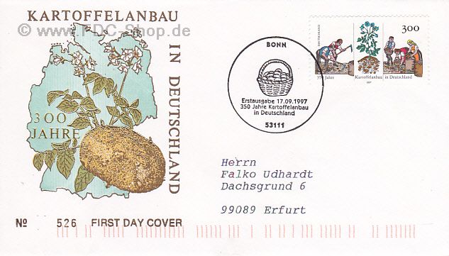 Ersttagsbrief BUND Mi-Nr: 1946, 350 Jahre Kartoffelanbau in Deutschland