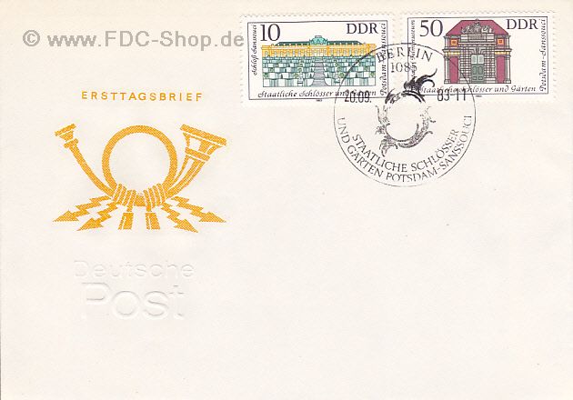 Ersttagsbrief DDR Mi-Nr: 2826+2829, Staatliche Schlösser und Gärten; Potsdam Sanssouci