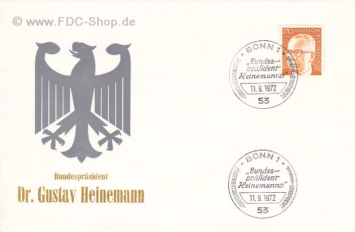 Ersttagsbrief BUND Mi-Nr: 731, Freimarke: Bundespräsident Gustav Heinemann