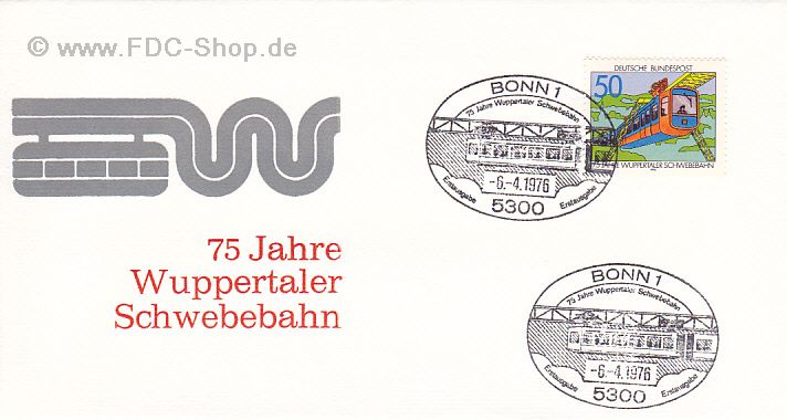 Ersttagsbrief BUND Mi-Nr: 881, 75 Jahre Wuppertaler Schwebebahn