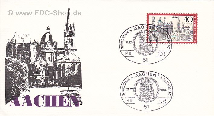 Ersttagsbrief BUND Mi-Nr: 788, Fremdenverkehr: Innenstadt Aachen
