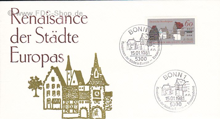 Ersttagsbrief BUND Mi-Nr: 1084, Europäische Denkmalschutz Kampagne \"Renaissance der Städte\"