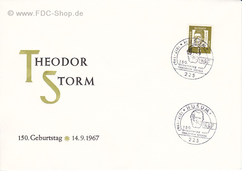 Sonderbrief BUND Mi-Nr: 489, 150. Geburtstag von Theodor Sturm