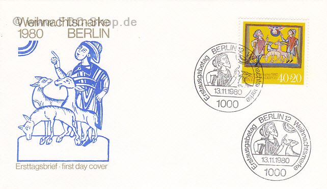 Ersttagsbrief BERLIN Mi-Nr: 633, Weihnachten 1980