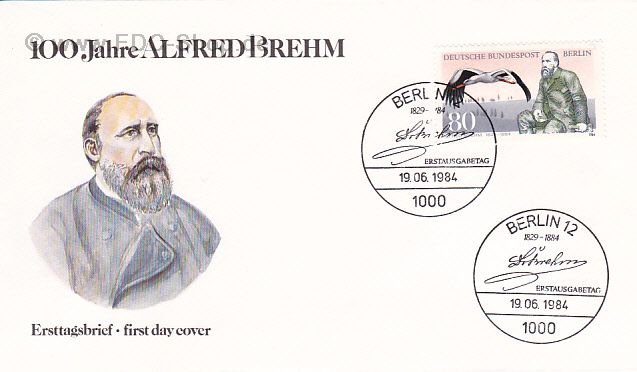 Ersttagsbrief BERLIN Mi-Nr: 722, 100. Todestag von Alfred Edmund Brehm