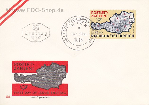 Ersttagsbrief Österreich Mi-Nr: 1201, Einführung der Postleitzahlen