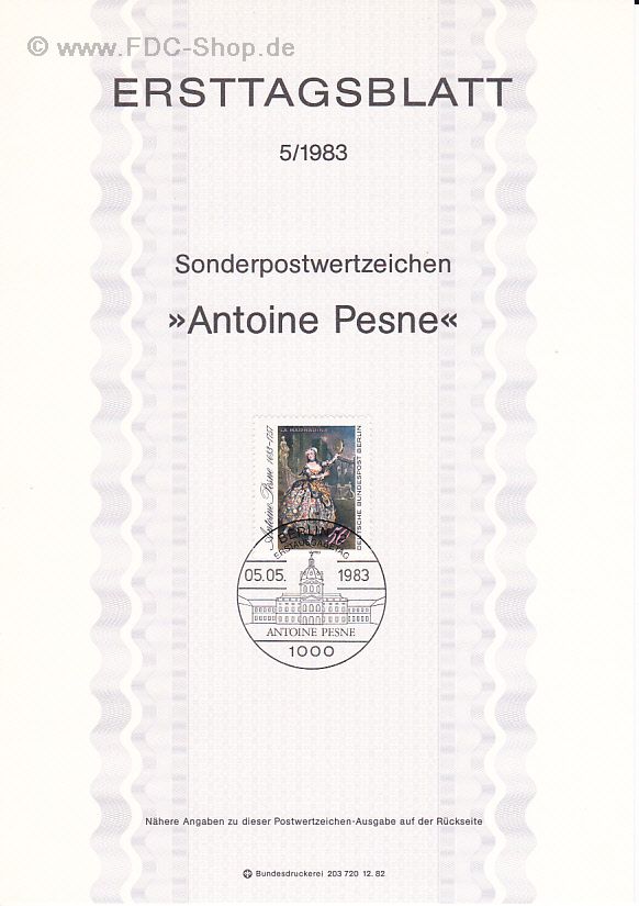 Ersttagsblatt Berlin (05/1983) Mi-Nr: 700, 300. Geburtstag von Antoine Pesne