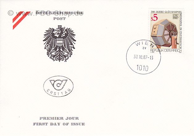 Ersttagsbrief Österreich Mi-Nr: 1904, 200 Jahre Glücksspielmonopol in ÖsterreichModerne Kunst in Österreich