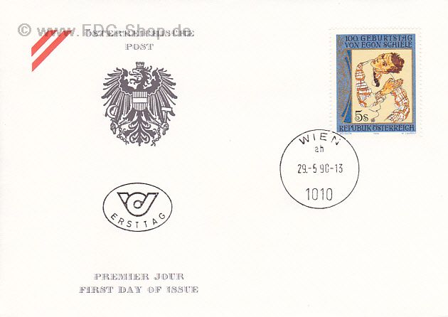 Ersttagsbrief Österreich Mi-Nr: 1992, 100. Geburtstag von Egon Schiele