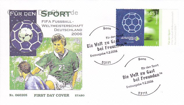 Ersttagsbrief BUND Mi-Nr: 2521, Sporthilfe: Fussball Weltmeisterschaft, Deutschland