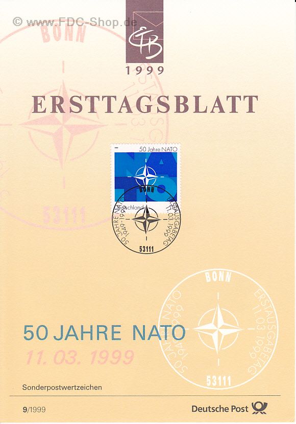 Ersttagsblatt BUND (09/1999) Mi-Nr: 2039, 50 Jahre Nordatlantikpakt (NATO)