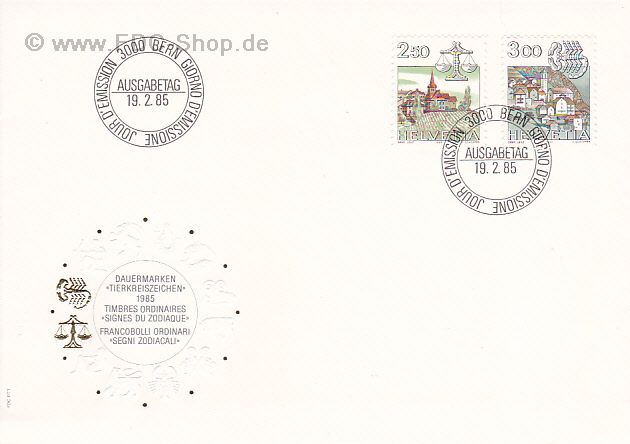 Ersttagsbrief Schweiz Mi-Nr: 1288-1289, Dauermarken Tierkreiszeichen