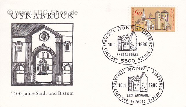 Ersttagsbrief BUND Mi-Nr: 1035, 1200 Jahre Stadt und Bistum Osnabrück