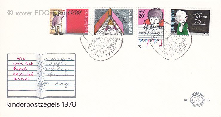 Ersttagsbrief Niederlande Mi-Nr: 1128-1131, \"Voor het Kind\" 30 Jahre werbung für Kindermarken durch die Schulen