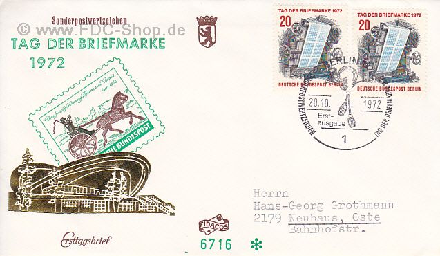 Ersttagsbrief BERLIN Mi-Nr: 439, Tag der Briefmarke