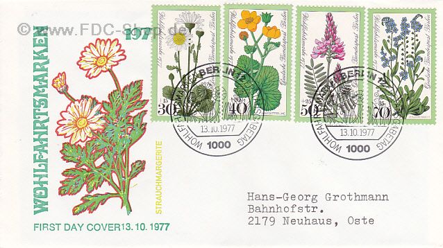 Ersttagsbrief BERLIN Mi-Nr: 556-559, Wohlfahrt: Wiesenblumen