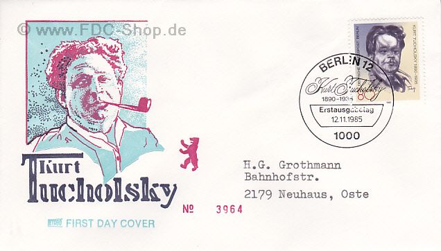 Ersttagsbrief BERLIN Mi-Nr: 748, 50. Todestag von Kurt Tucholsky