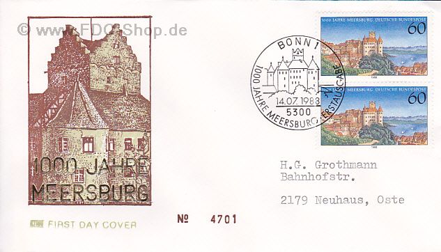 Ersttagsbrief BUND Mi-Nr: 1376, 1000 Jahre Meersburg