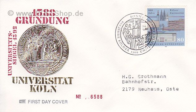 Ersttagsbrief BUND Mi-Nr: 1370, 600 Jahre Kölner Universität
