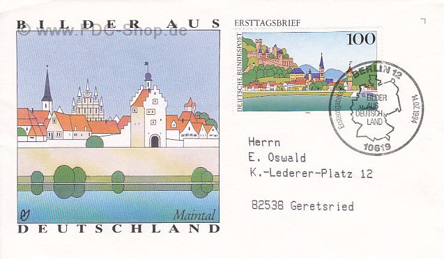 Ersttagsbrief BUND Mi-Nr: 1744, Bilder aus Deutschland; Maintal, Wertheim
