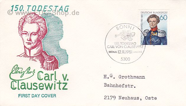 Ersttagsbrief BUND Mi-Nr: 1115, 150. Todestag von Carl von Clausewitz