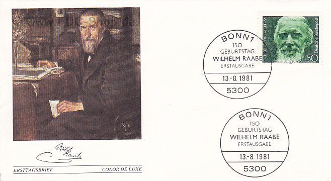 Ersttagsbrief BUND Mi-Nr: 1104, 150. Geburtstag von Wilhelm Raabe