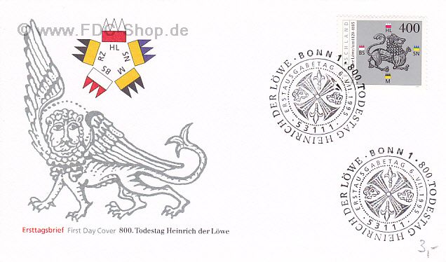 Ersttagsbrief BUND Mi-Nr: 1805, 800. Geburtstag von Heinrich dem Löwen