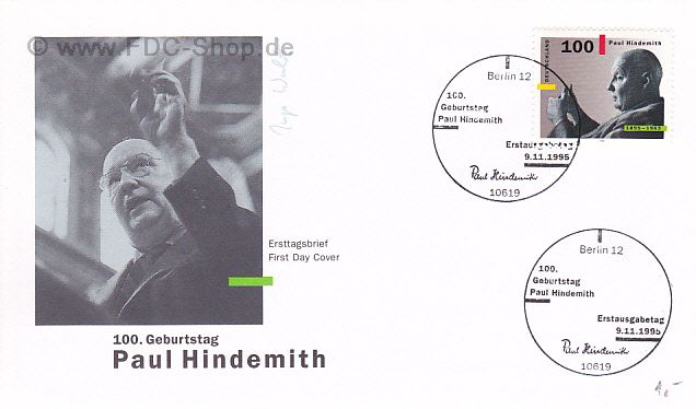 Ersttagsbrief BUND Mi-Nr: 1827, 100. Geburtstag von Paul Hindemith